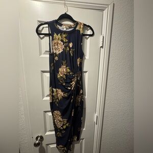 Nine Britton Navy Floral Midi Dress